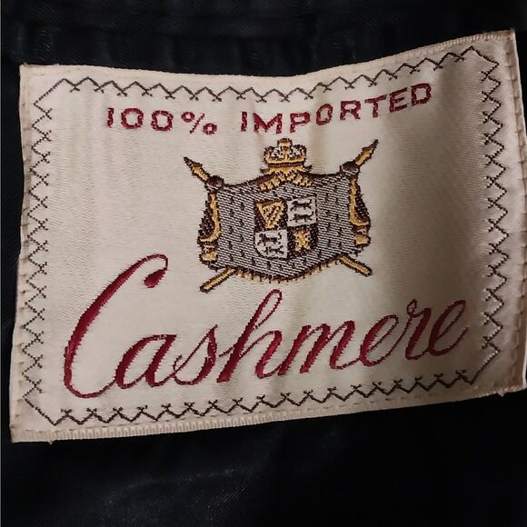 VINTAGE GIMBELS! 100% CASHMERE! BLACK CLASSIC WOMENS OVERCOAT, JACKET! SZ 14 - Picture 12 of 13